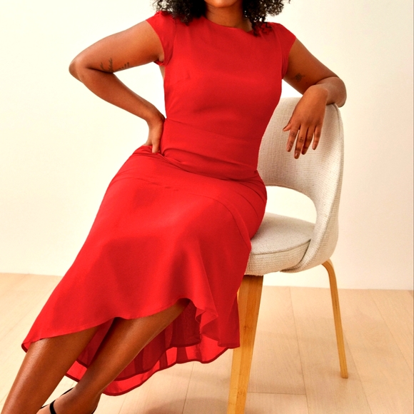 Reformation Underwood Dress in Vittoria Red - Picture 3 of 4